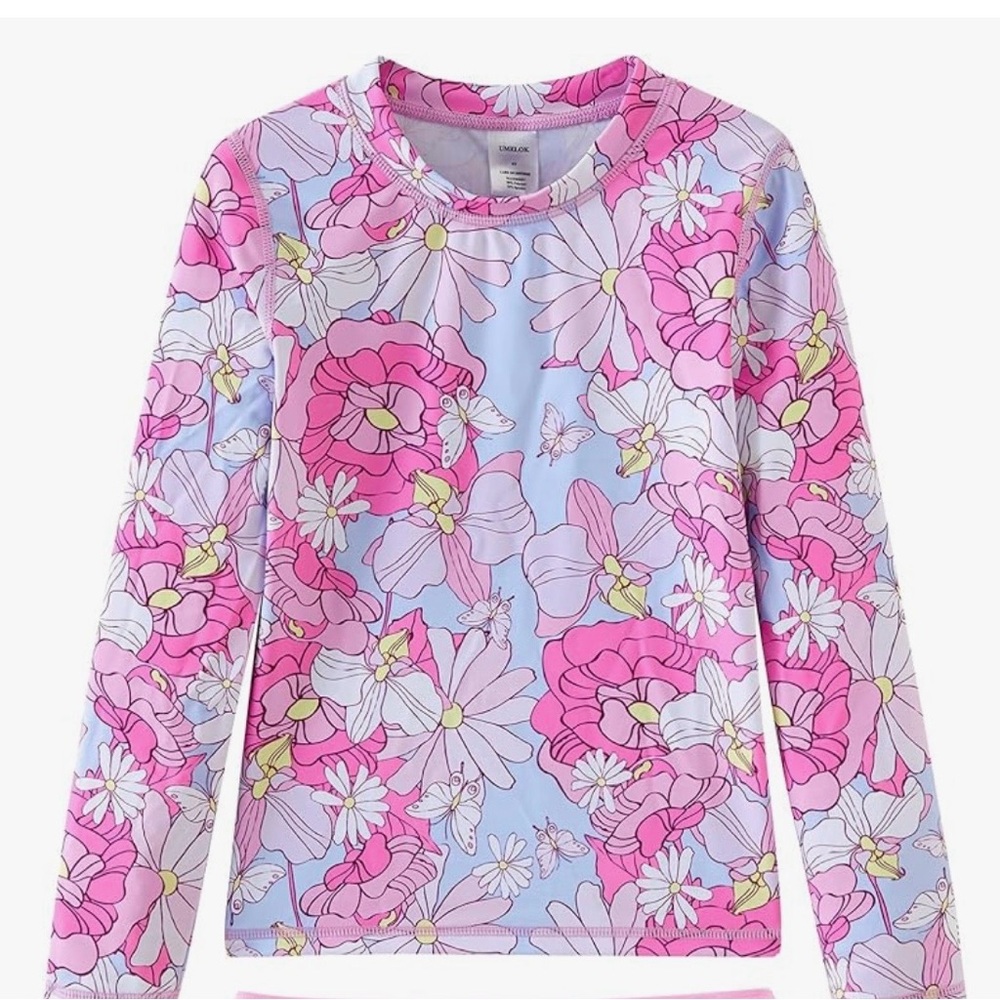 Floral Kids Swim Rash Guard